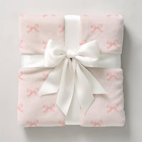 Pink Bows Christmas Fleece Blanket